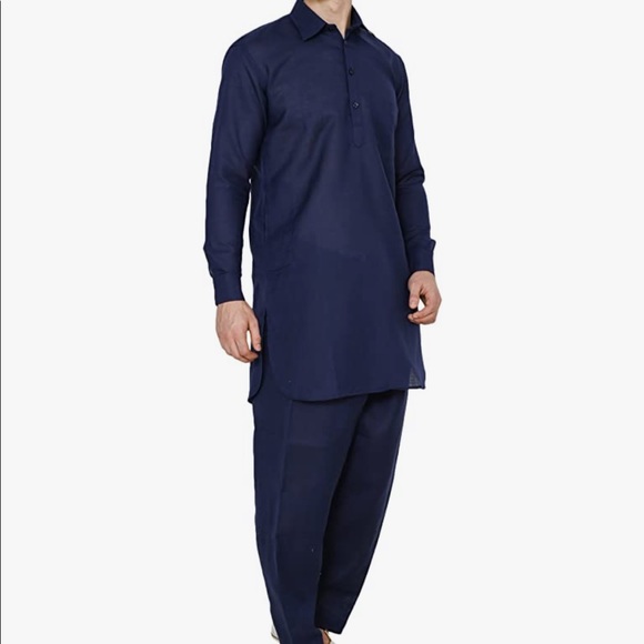 Royal Kurta Men's Linen Pathani Suit - Picture 3 of 5